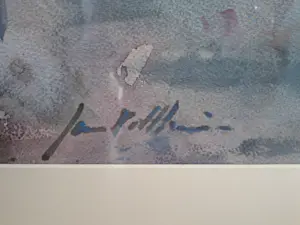 Jan Velthuis - Jan Velthuis: Aquarel, Drooggevallen schepen op het wad - Ingelijst kopen? Bied vanaf 175!