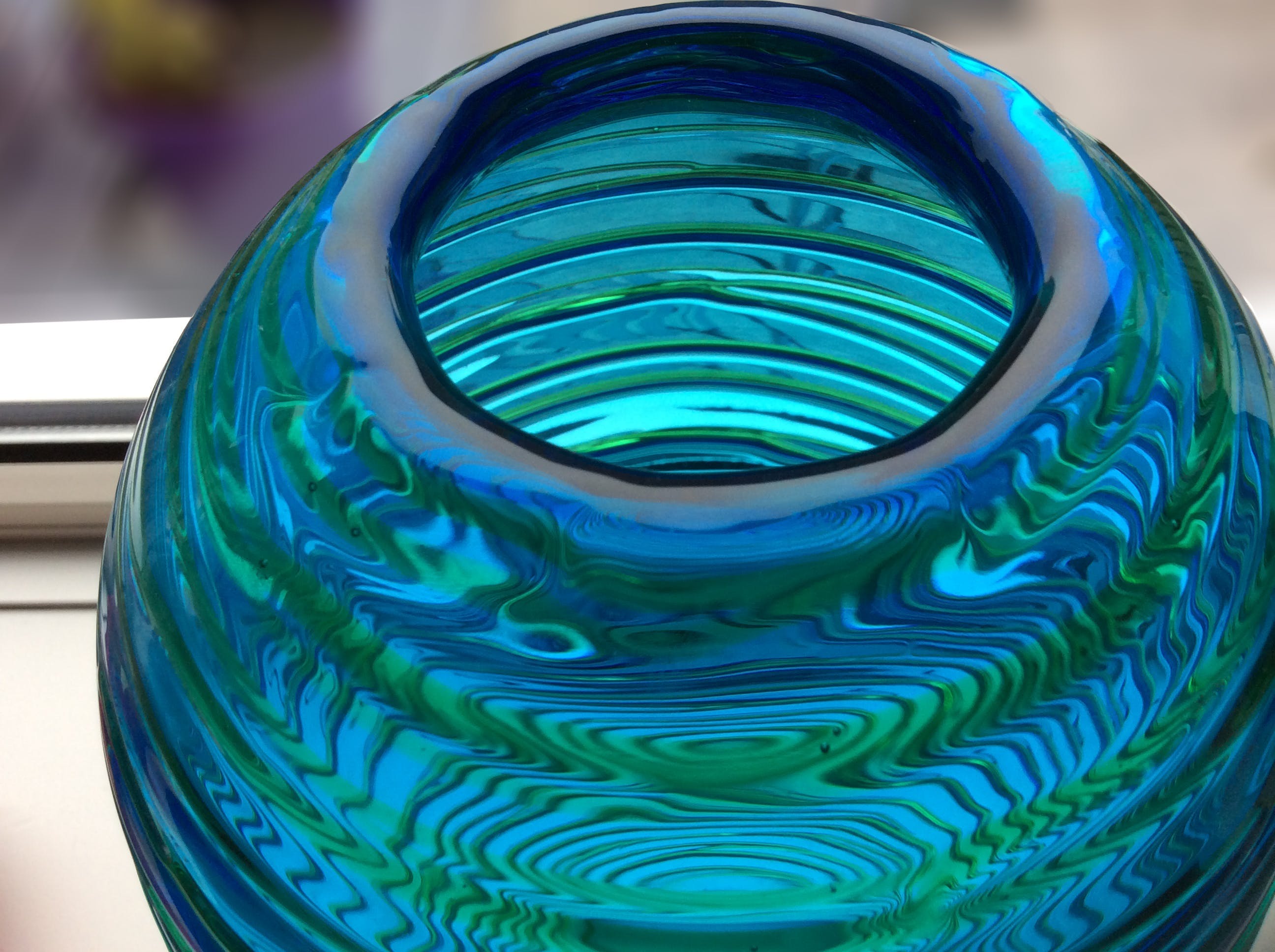 Venini - Fulvio Bianconi - blauwe vaas met groen glasdraad kopen? Bied vanaf 395!