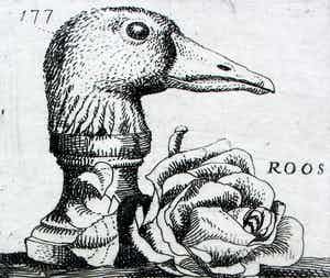 Herman Berserik - ets: eend/roos - oplage slechts 15 stuks verkocht voor € 60!