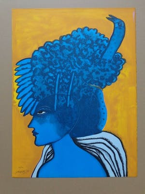 Corneille - BLAUWE VROUW / KLEURLITHO / 76x56cm / SIG / 1998 kopen? Bied vanaf 185!