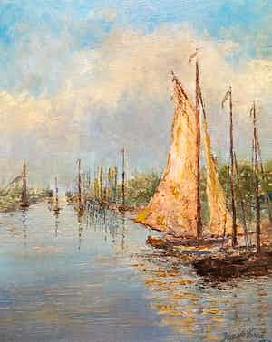 Jacobus de Voogd - zeilboten in haventje verkocht voor € 115!