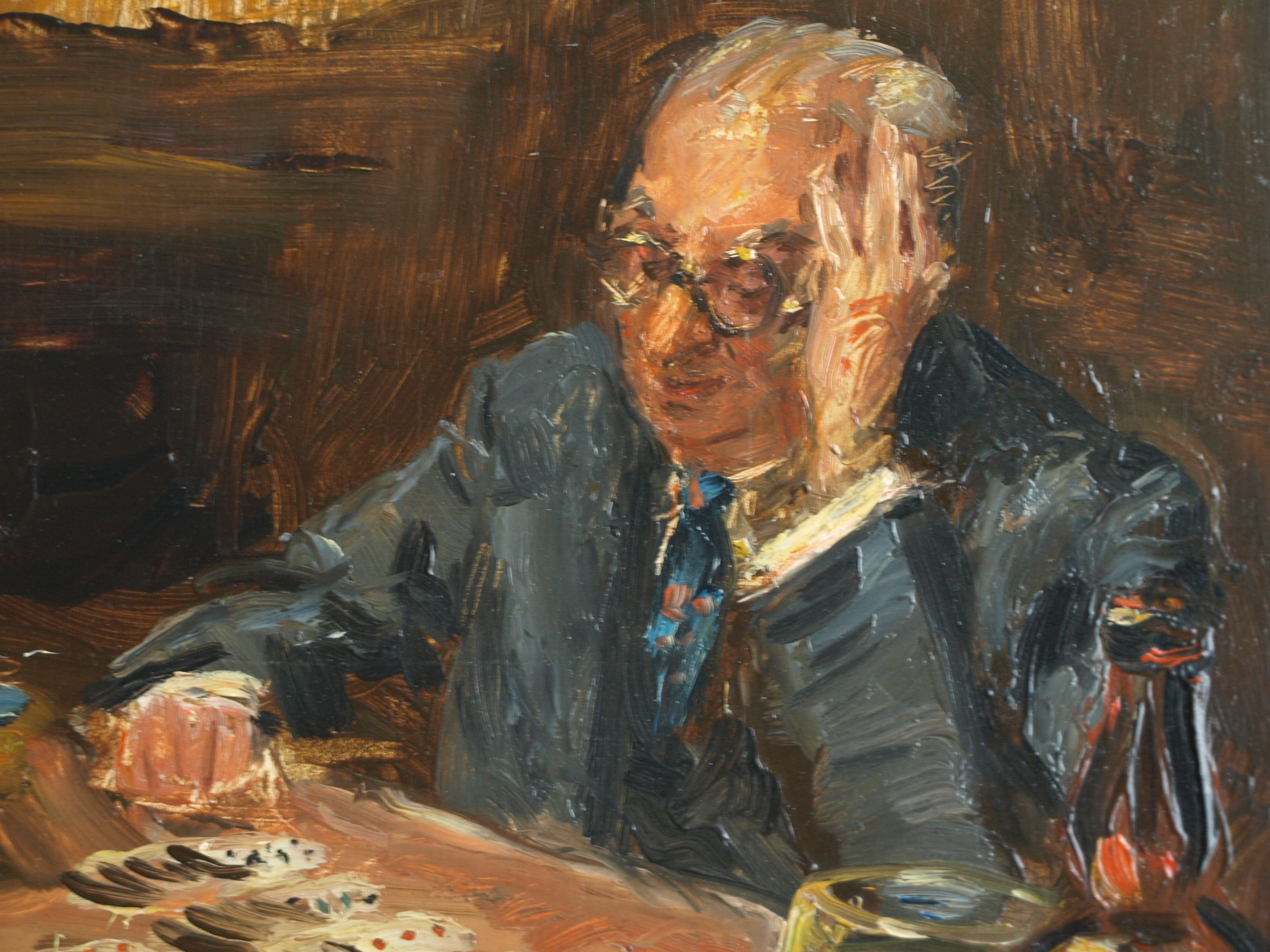 Bethijl Philippus van Romondt - Olieverf op paneel , Aan de tafel – gesigneerd & ingelijst – 1939 kopen? Bied vanaf 175!