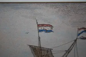 Ludolf Bakhuizen - 't IJ - Amsterdam - 2 etsen uit 1701, 1x handgekleurd kopen? Bied vanaf 80!