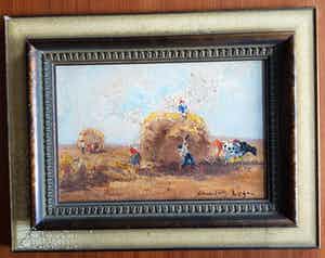 Niet of onleesbaar gesigneerd - Hooibaal met werkende boeren verkocht voor € 10!