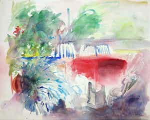 Franscz Witte - Aquarel op papier, Ranta rood verkocht voor € 1!