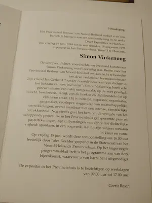 Simon Vinkenoog - Vreugdevuur - Gesigneerd + uitnodiging kopen? Bied vanaf 5!