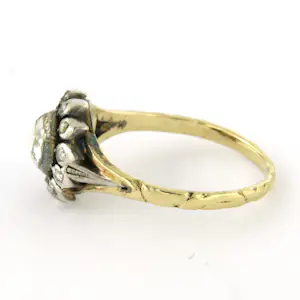 14k geel goud met zilver ring bezet met roos diamanten tot. 0.40ct – G/H - SI kopen? Bied vanaf 360!