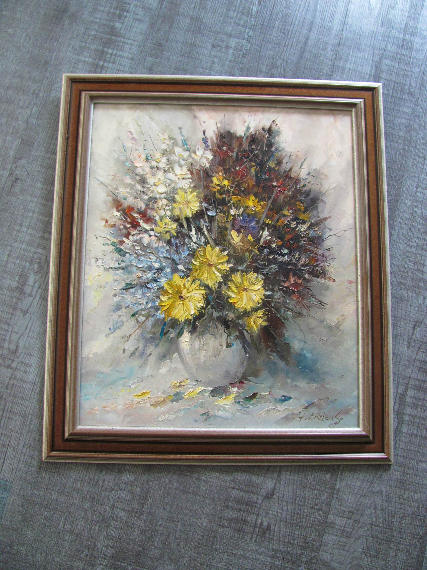 Gerardus Johannes Ernens - stilleven met bloemen in vaas verkocht voor € 125!
