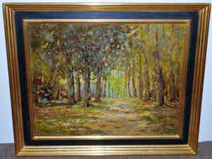 Henri Endlich - Pseudoniem van Jan Knikker - Bosgezicht - in een nieuwe handgemaakte lijst verkocht voor € 90!