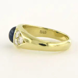14k geel gouden ring met een saffier en briljant geslepen diamant tot. 0.60ct kopen? Bied vanaf 735!