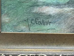 Johannes Cornelis Pabst - 1853-1944. Boerderij met boerin en kind pastel kopen? Bied vanaf 225!