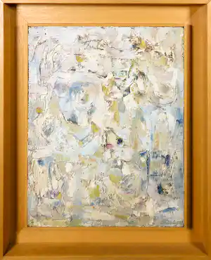 Klaas Boonstra - Olieverf op board, Abstracte compositie - Ingelijst verkauft für € 100!