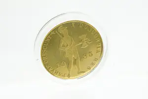 5- Nederlandse hoog gehalte (.983) gouden munt - "1 Dukaat"  - 1985 kopen? Bied vanaf 140!