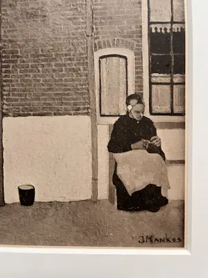 Jan Mankes - Originele Heliogravure Breiend Vrouwtje 1923 kopen? Bied vanaf 135!