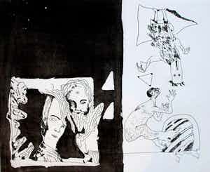 Lucebert - Ets: Derde gezicht - 1975 verkocht voor € 100!