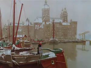 Henry Cassiers - 'Gezicht op de haven van Amsterdam' kopen? Bied vanaf 20!