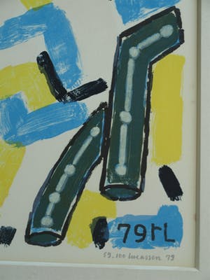 Reinier Lucassen - Ingelijste litho , “Blauw en geel” – 79 x 66 cm – 1979 kopen? Bied vanaf 1!