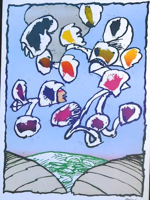 Pierre Alechinsky - SET van DRIE Kleurenoffset-litho,s PARIS--GREAT en GALACTIC uit 1978 kopen? Bied vanaf 1!