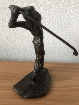Brons (Onbekend) - Prachtig massief beeld van een golfspeler in actie kopen? Bied vanaf 35!