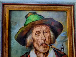 Maximilian Schultze Bertallo - Porträt eines alten Mannes mit Hut und Pfeife "Tiroler" kopen? Bied vanaf 120!