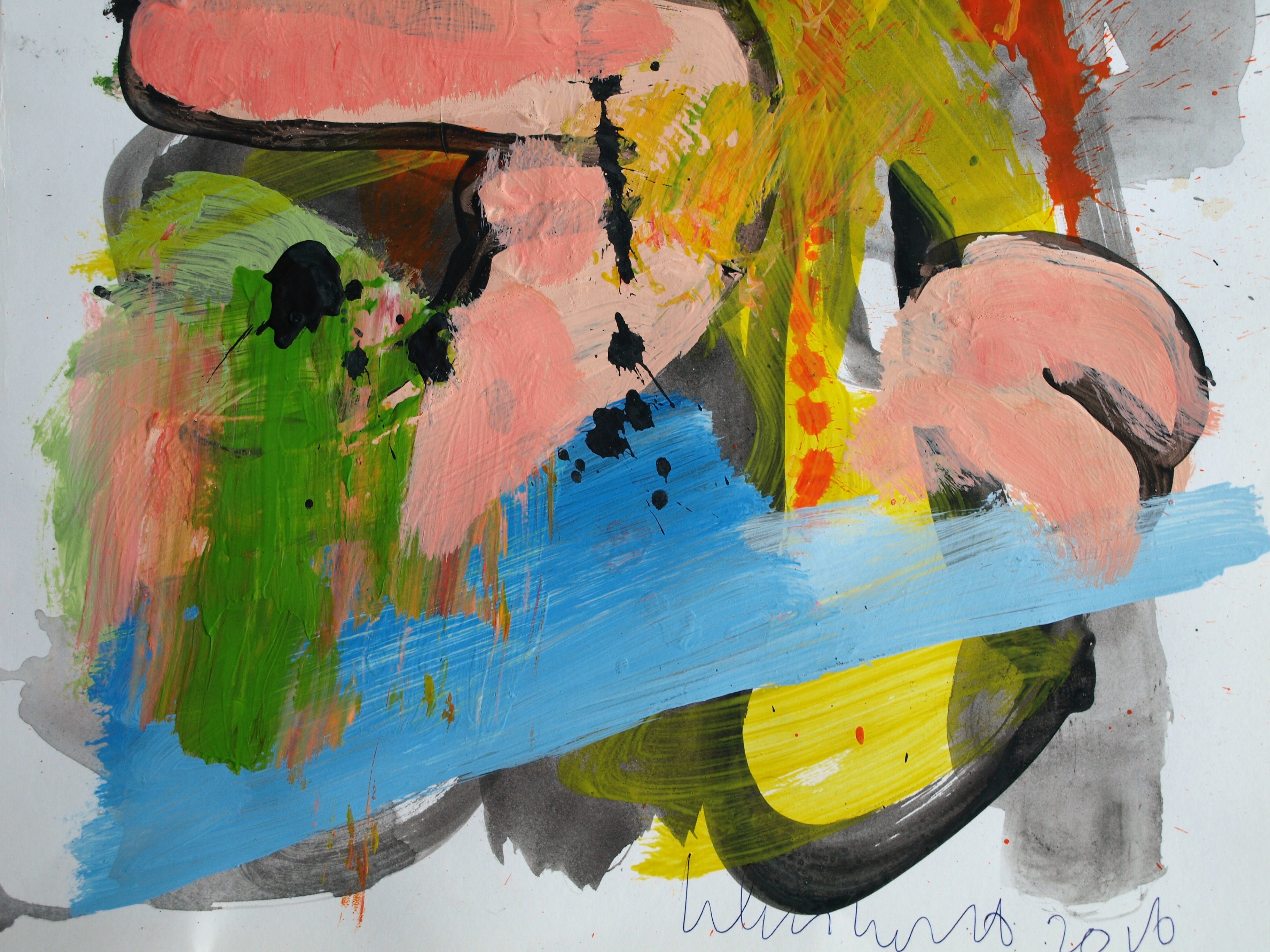 Peter Klashorst - Acrylverf op papier – Naakt in een abstract landschap 1 - 2016 kopen? Bied vanaf 30!