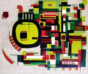 Wim Motz - Geometrisch abstracte compositie, litho verkocht voor € 95!