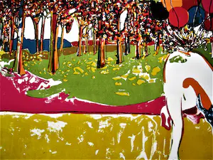 Gijs Assmann - Grote zeefdruk - Kleine oplage (30ex) - "feestelijke ontmoeting" potloodgesigd kopen? Bied vanaf 48!