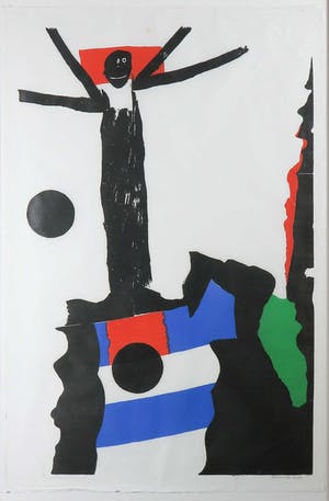 Jef Diederen - Houtsnede, Zonder titel - Ingelijst kopen? Bied vanaf 50!