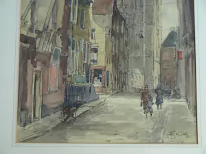 Willem Fekken - Ingelijste aquarel , Stadsgezicht Amsterdam , Westertoren - 68 x 48 cm kopen? Bied vanaf 1!