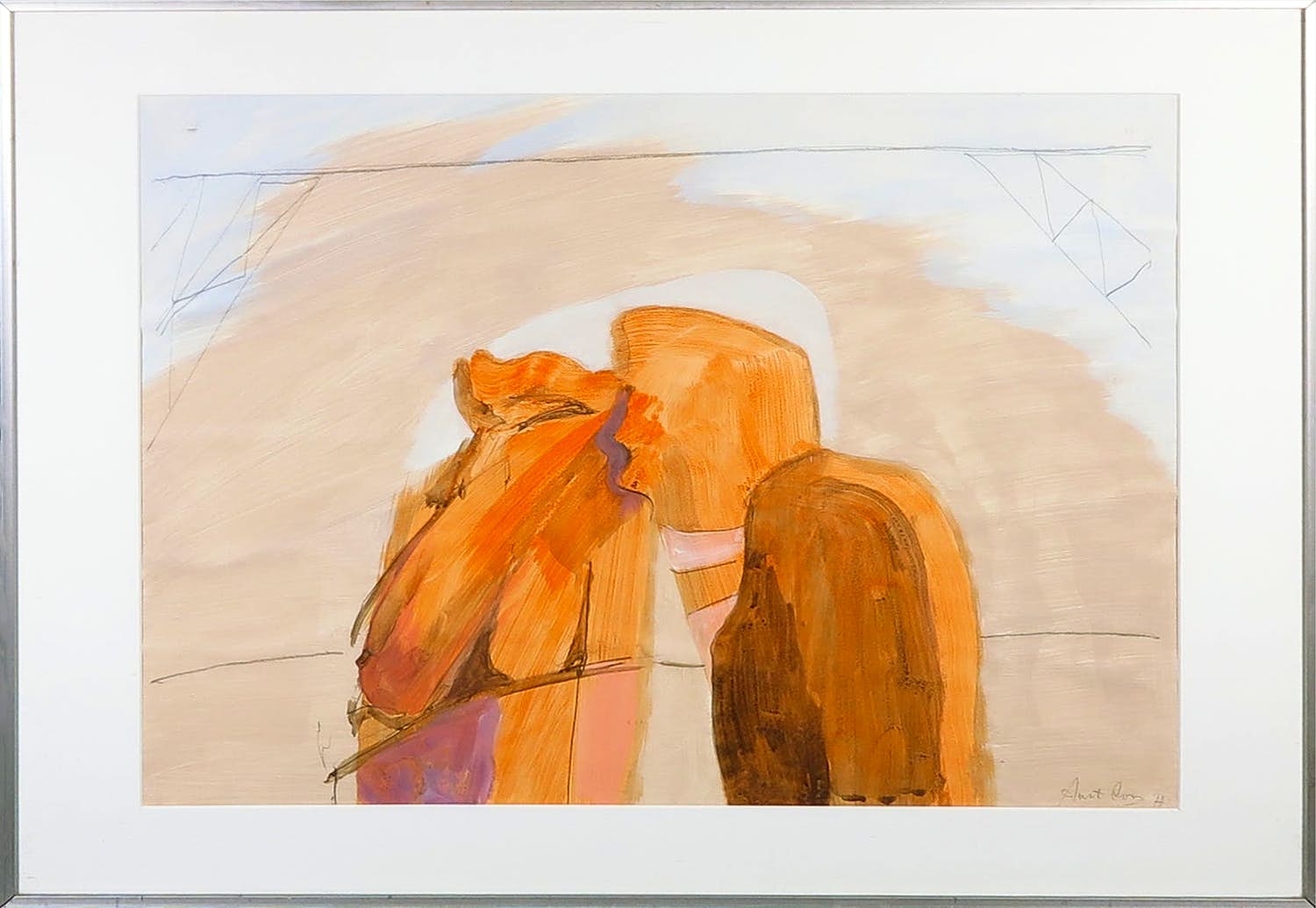 Aart Roos - Gemengde techniek op papier, Zonder titel - Ingelijst kopen? Bied vanaf 1!