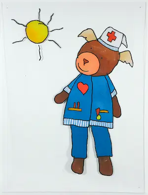 Ella Steenmeijer - Acryl op plexiglas, Kindertekening kopen? Bied vanaf 1!