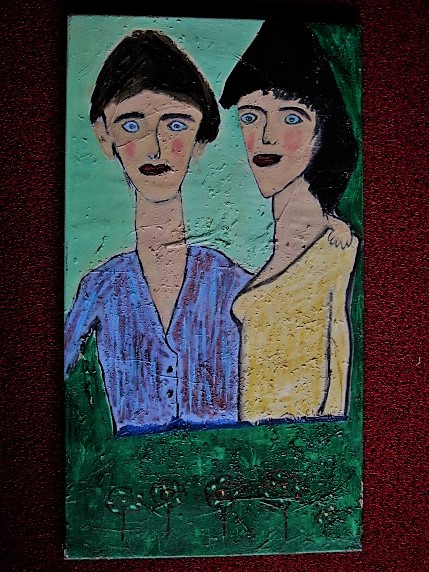 Anne Verhoijsen - GROOT expressionistisch olieverf - Naïeve kunst "de wonderlijke ontmoeting" kopen? Bied vanaf 1!