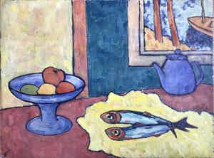 Jan Willem Versteeg - Still life with lemon and fish verkocht voor € 90!