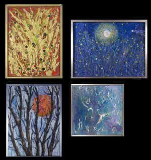 Bitia Rosendor - Lot van vier werken op board verkocht voor € 35!