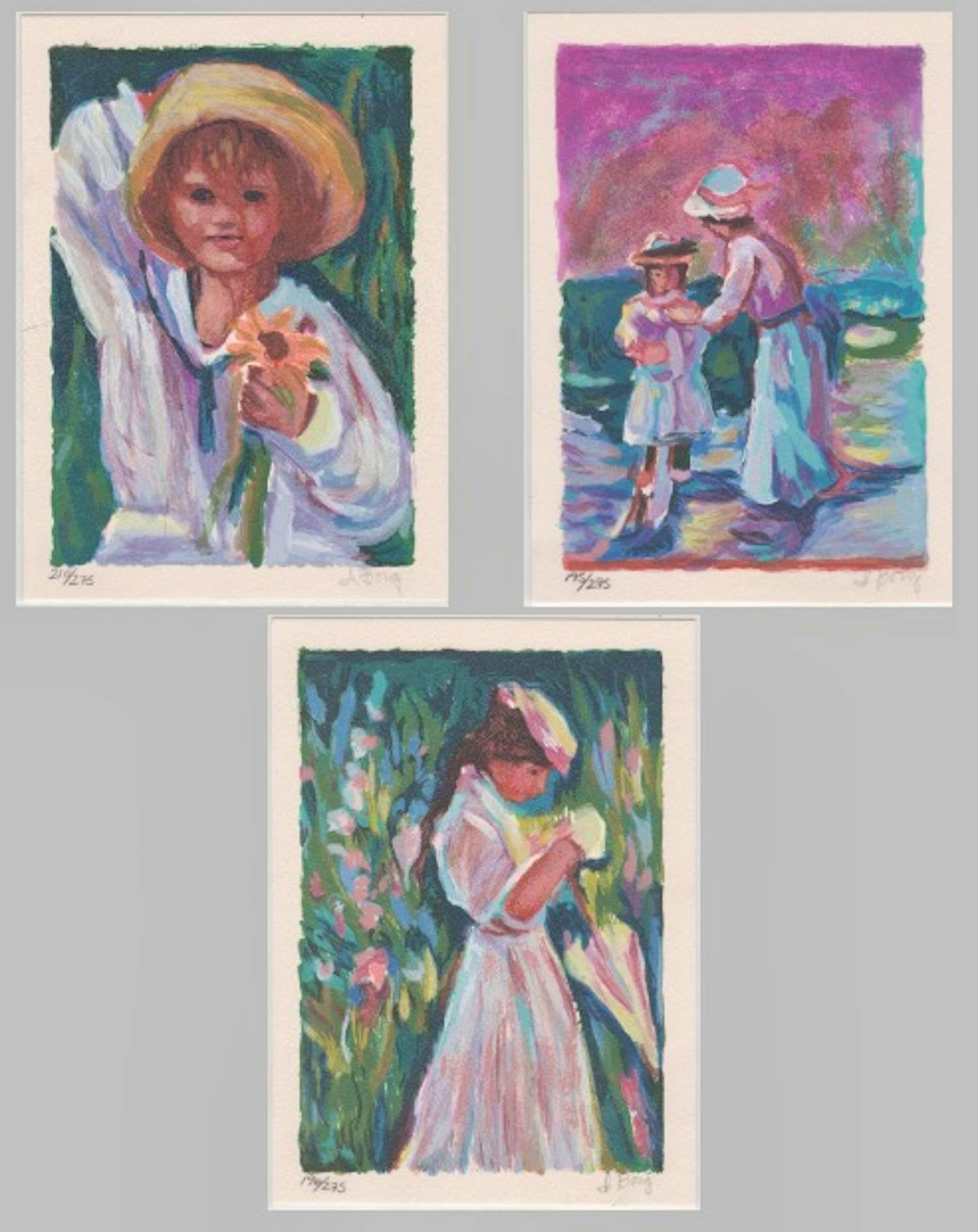 Irene Borg - Drie handgesigneerde lithografieën: Romantische Afbeeldingen kopen? Bied vanaf 29!