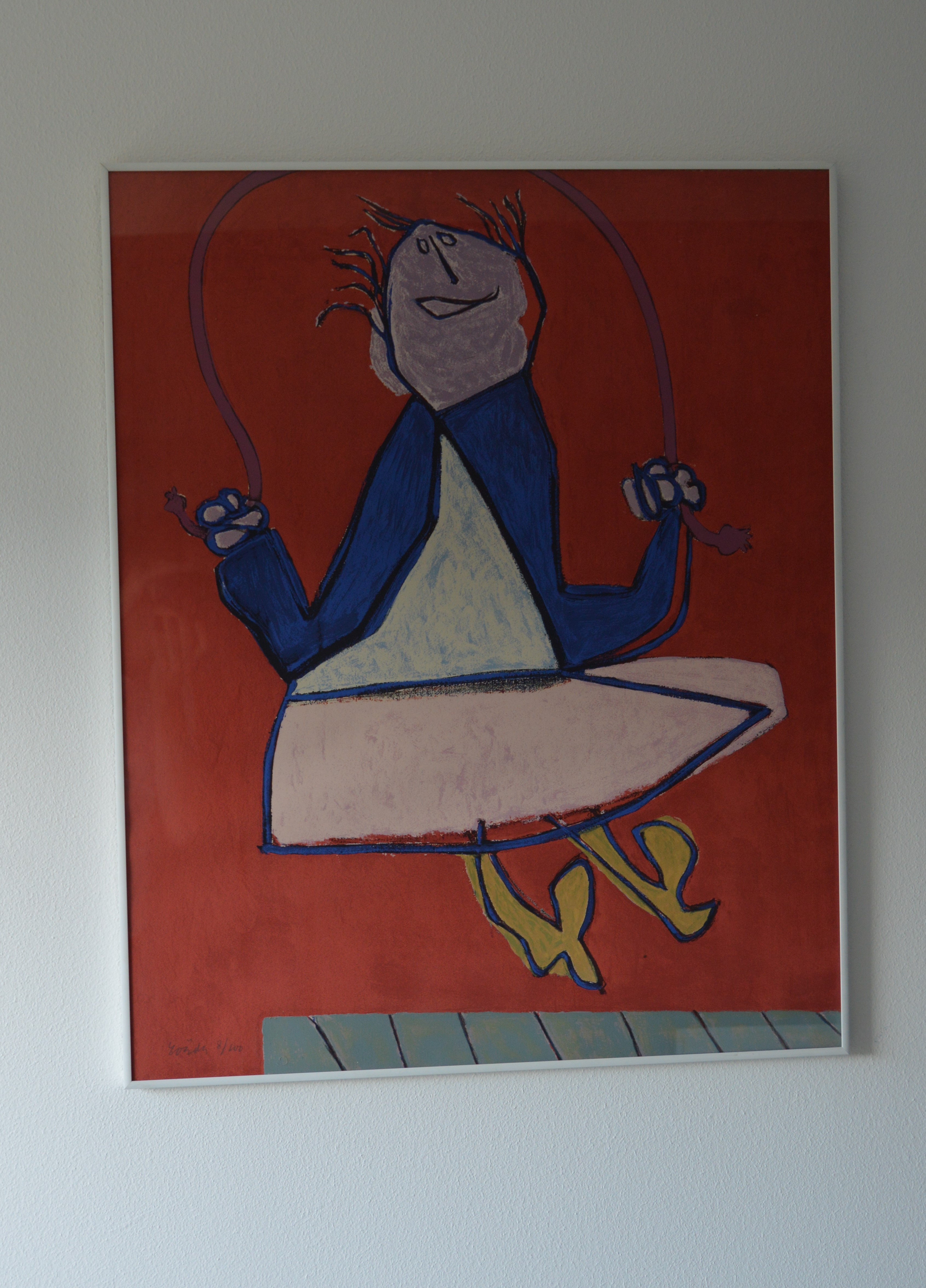 Jan Roede - Zeefdruk - Touwtje Springen - ingelijst - opl.100 ex. kopen? Bied vanaf 129!