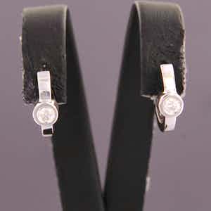 18K Goud - witgouden creolen bezet met diamant verkocht voor € 440!