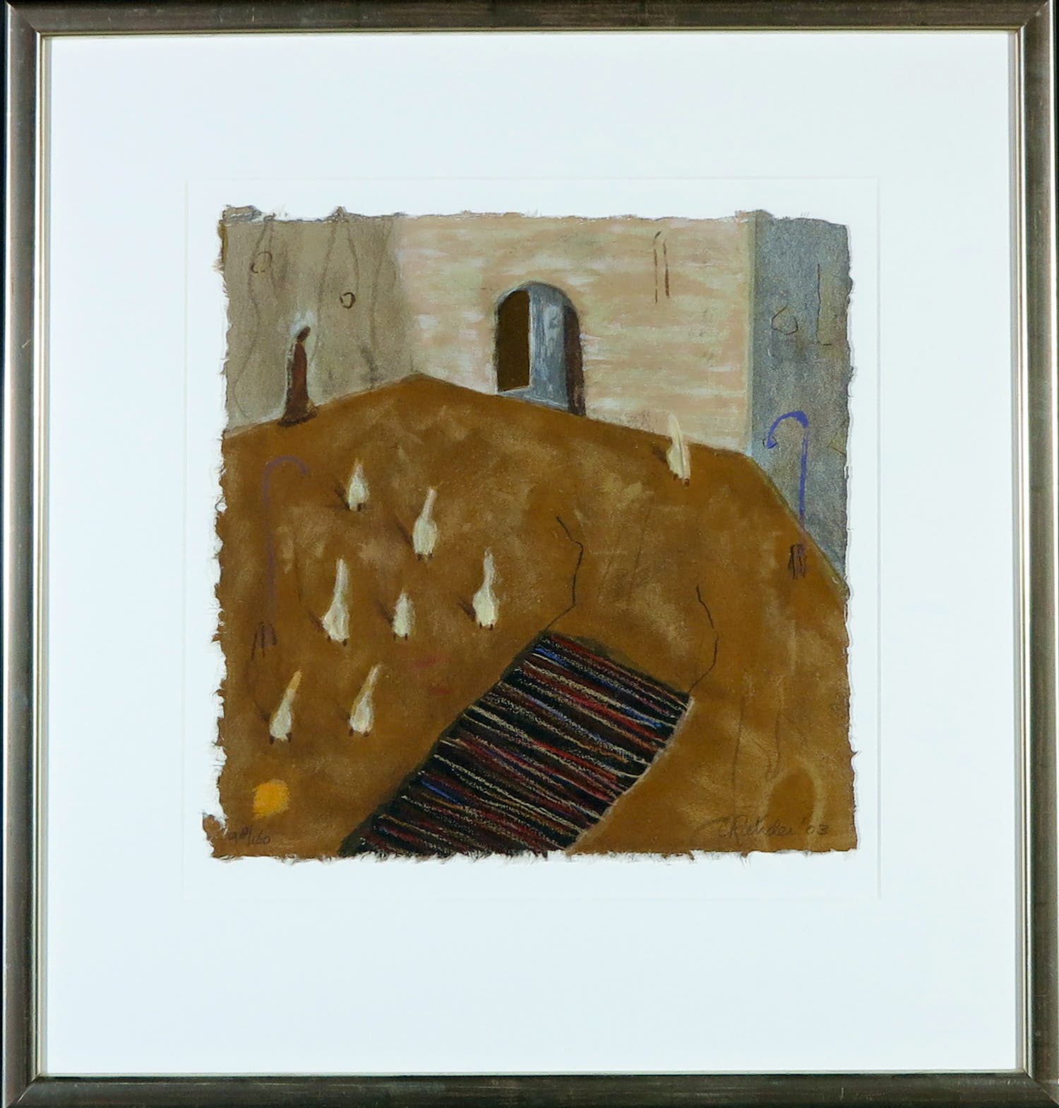 Liesbeth Rahder - Zeefdruk op geschept papier, Zonder titel - Ingelijst verkocht voor € 50!