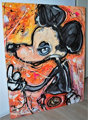 Eric Schreurs - grimmige Mickey Mouse - 100x80 cm - kopen? Bied vanaf 100!
