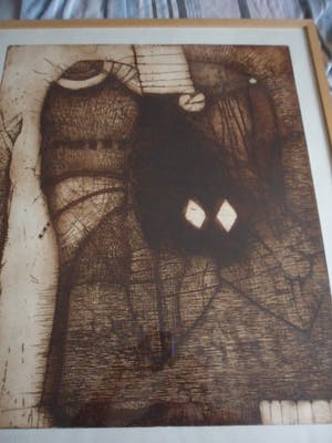 Guillaume Le Roy - Fraaie abstracte ets in sepia kleuren. kopen? Bied vanaf 45!