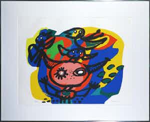 Anton Rooskens - Zeefdruk, Compositie met figuren - Ingelijst verkocht voor € 350!