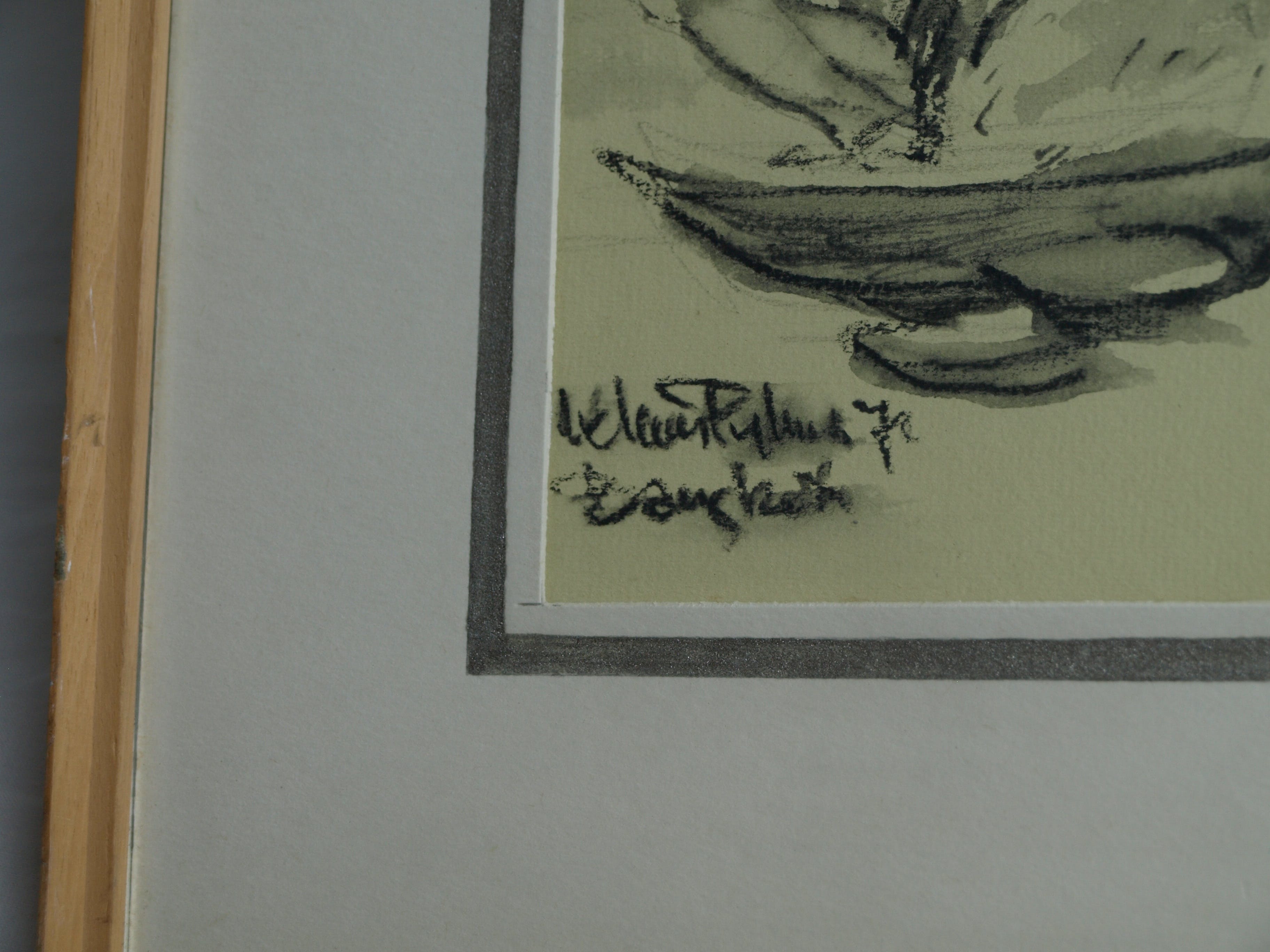 Klaas Pijlman - Contékrijt en inkt , Bangkok - gesigneerd & ingelijst – 1972 kopen? Bied vanaf 35!