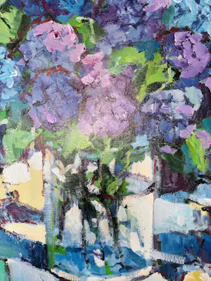 Henri Hess - Abstract bloemstilleven met hortensia's kopen? Bied vanaf 450!