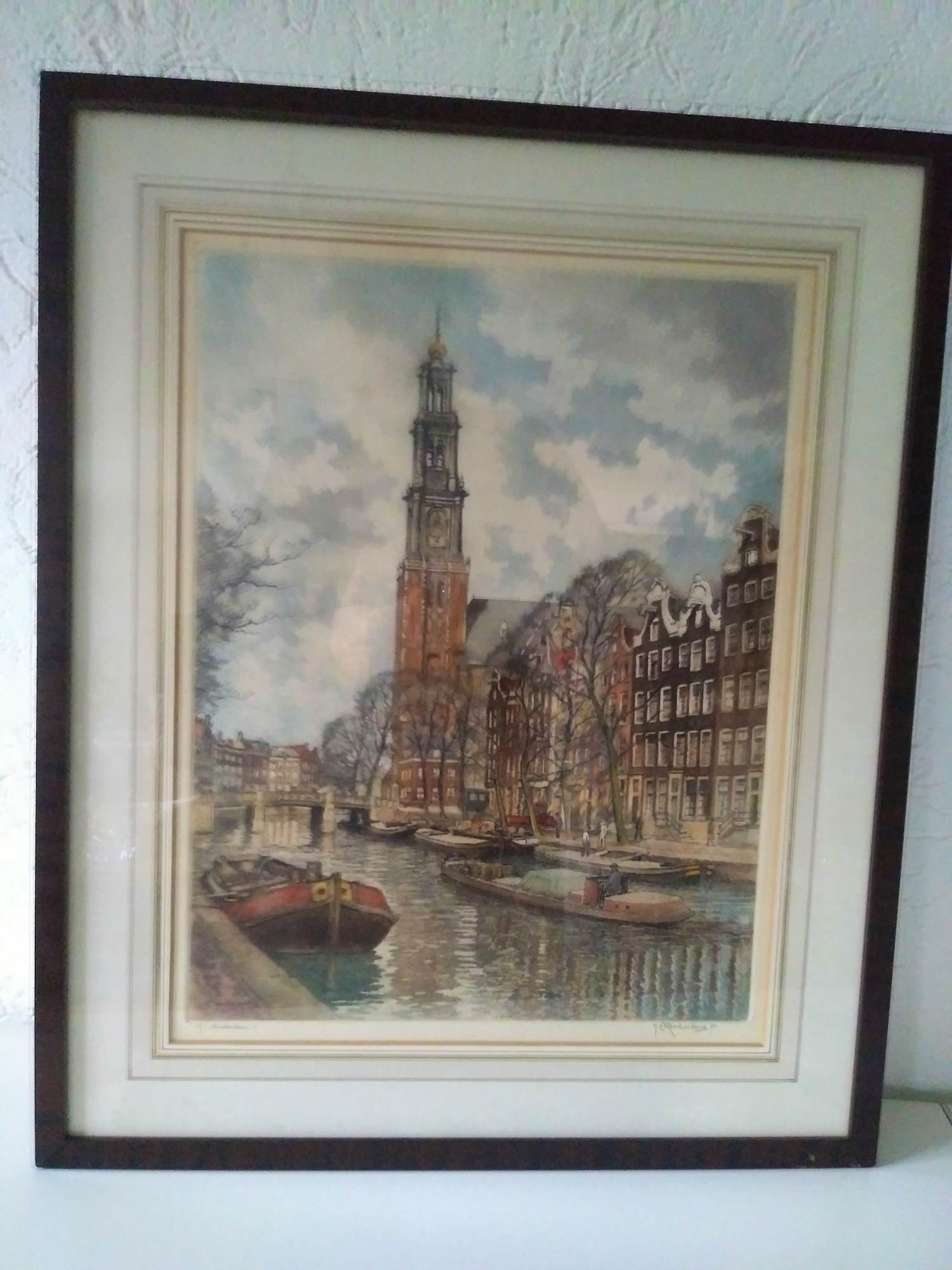 Hendrikus Roodenburg - kleurenets van Westertoren met Prinsengracht te Amsterdam kopen? Bied vanaf 60!