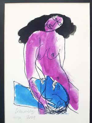 Corneille - Corneille - 1922-2010 litho naakt in lijst handgesigneerd,genummerd en gedateerd verkocht voor € 150!