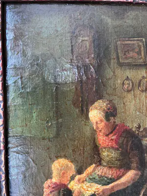 Jan de Jong - Boerin met kind in een keuken kopen? Bied vanaf 175!