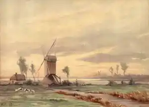 Willem Oppenoorth - Windmolen in polderlandschap verkauft für € 75!
