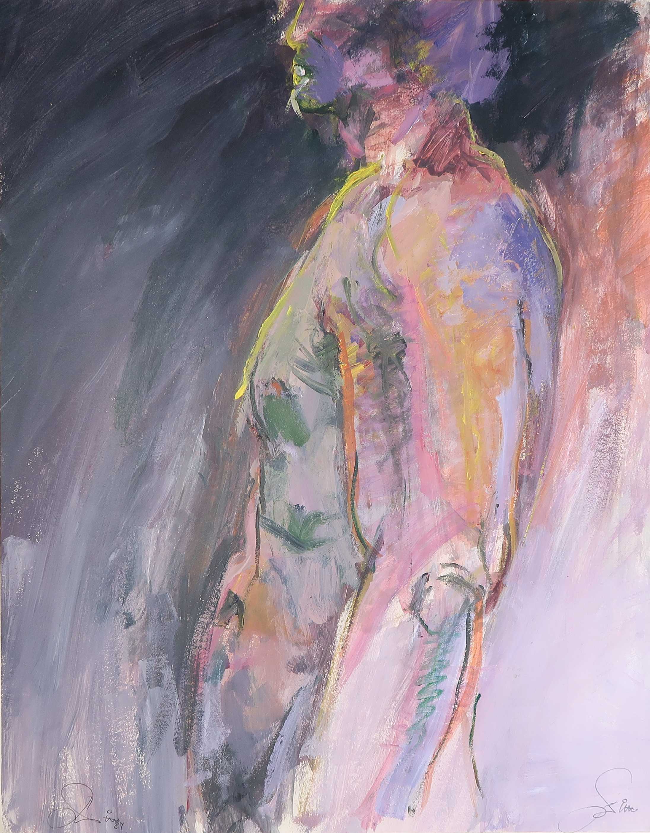 Franscz Witte - Oliepastel op papier, Man verkocht voor € 1!