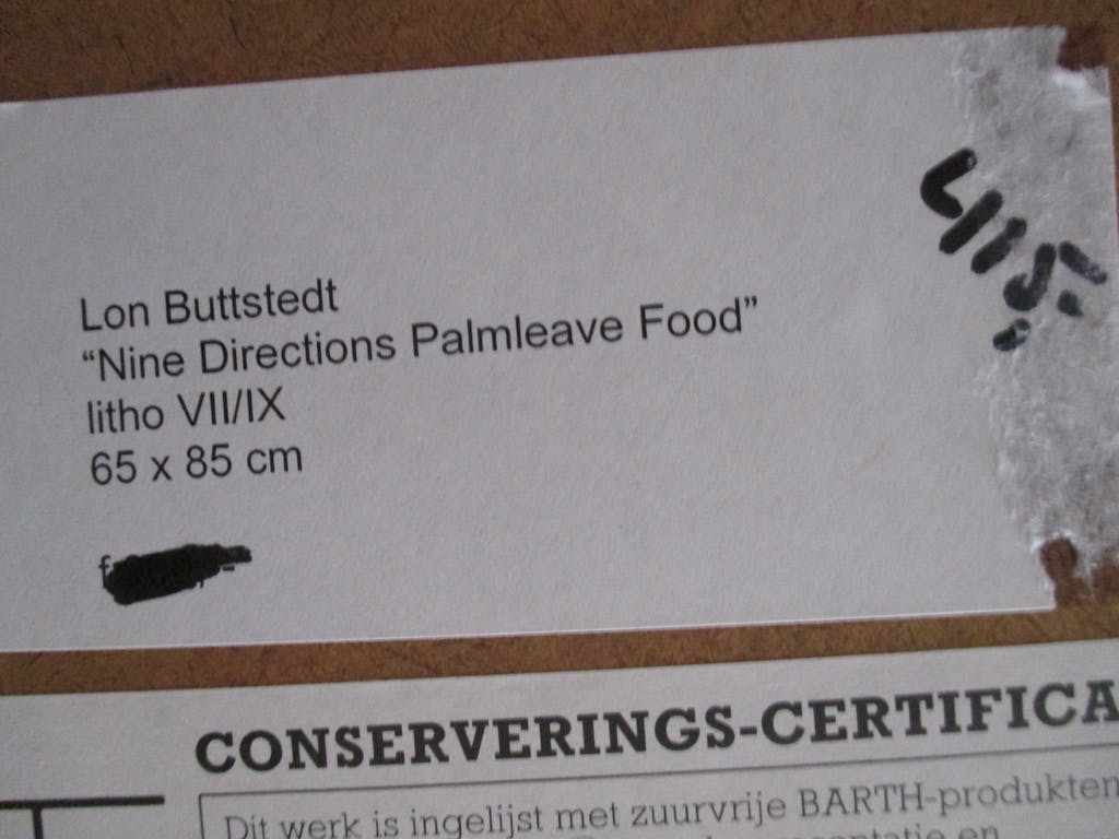 Lon Buttstedt -  litho 'Nine directions, palm leaf, road' in Barth lijst kopen? Bied vanaf 50!