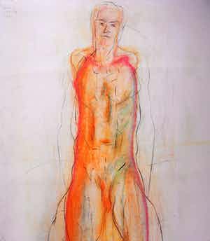 Hans Abbing - zeer grote krijttekening - 1995 verkocht voor € 325!